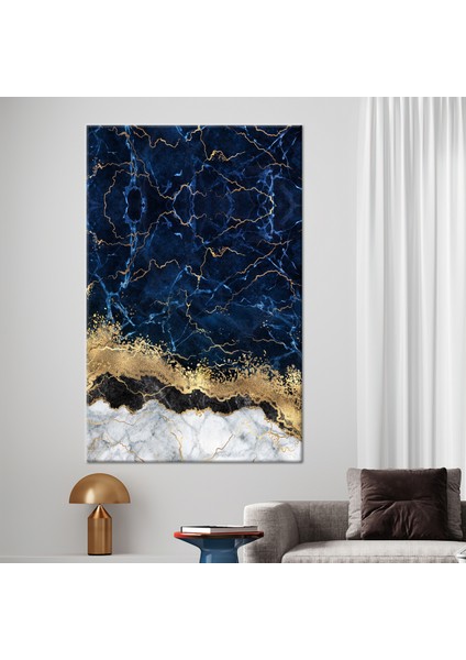 1 Parça Kanvas Tablo Altın Duvar Dekoru Lacivert Sanat Modern Kanvas Mavimermer Kanvas Poster fiyatları