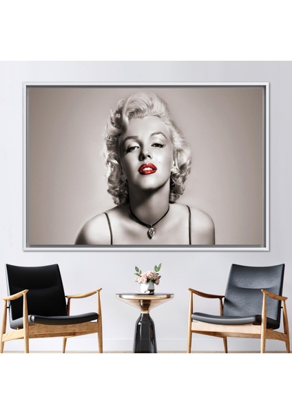 1 Parça Beyaz Çerçeveli Kanvas Tablo Marilyn Monroe Kanvas Dekor Beutiful Kadın Posteri