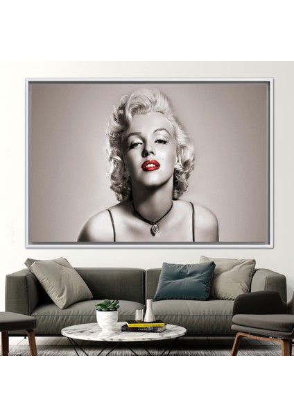 1 Parça Beyaz Çerçeveli Kanvas Tablo Marilyn Monroe Kanvas Dekor Beutiful Kadın Posteri