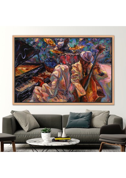 1 Parça Naturel Çerçeveli Kanvas Tablo Saksafon Baskılı Piyanist Kanvas Dekor fiyatları