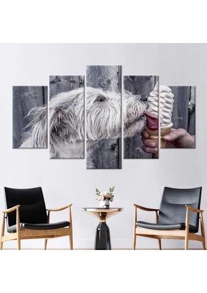 5 Parçalı Mix Kanvas Tablo Sevimli Köpek Duvar Süsü Hayvan Kanvas Sanatı Köpek Duvar Süsü