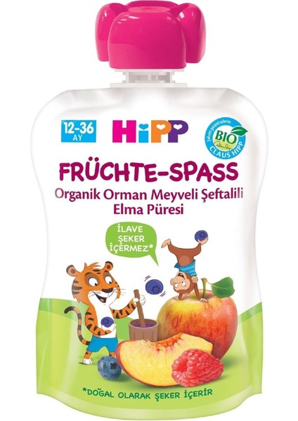 Organik Orman Meyveli Şeftalili Elma Püresi 100GR x 6ADET