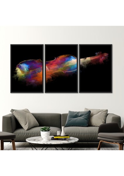 3 Parçalı Siyah Çerçeveli Kanvas Tablo Müzik Odası Duvar Dekoru Soyut Kanvas fiyatları