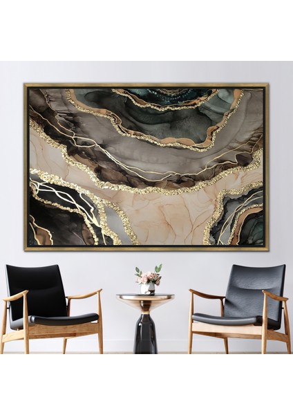 1 Parça Gold Çerçeveli Kanvas Tablo Modern Kanvas Baskı Alkol Mürekkebi Kanvas
