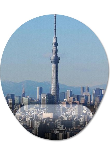 Tokyo - Gezgin - Seyahat Bilek Destekli Mousepad Model - 3 Oval