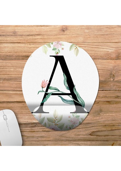 A Harfi - Çiçekli Harf Bilek Destekli Mousepad Model - 1 Oval fiyatları
