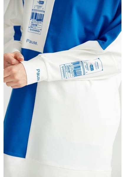 Qks 1250,01 Çapraz Renk Bloklu Sweat Tunik #22-09#
