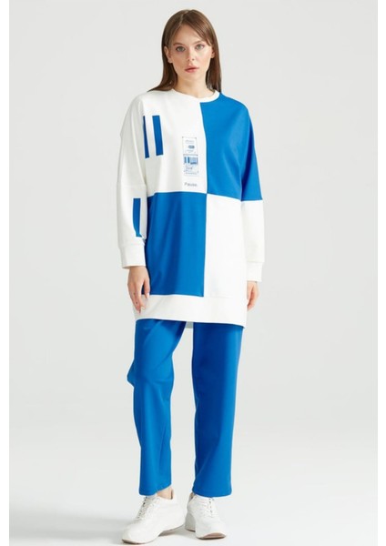 Qks 1250,01 Çapraz Renk Bloklu Sweat Tunik #22-09#