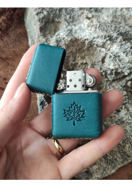 Atölye Çınar El Yapımı Hakiki Deri Kılıflı Zippo Çakmak