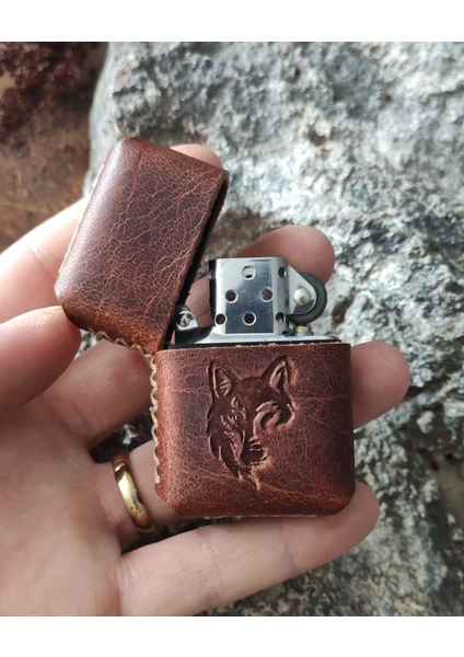 Atölye Çınar El Yapımı Hakiki Deri Kılıflı Zippo Çakmak