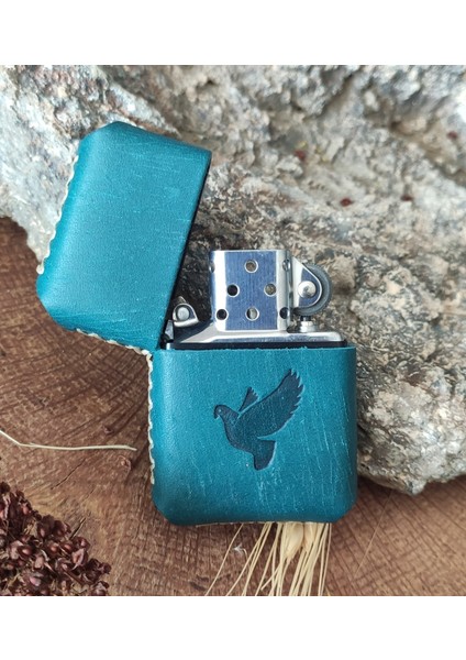 El Yapımı Hakiki Deri Kılıflı Zippo Çakmak
