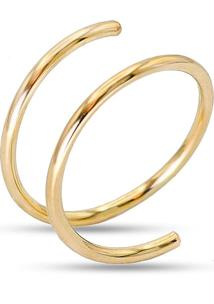 Begonia Accessories, 925 Ayar Gümüş, Silver, Gold, Black Çift Görünümlü 3 Adet Set Halka Hızma & Küpe