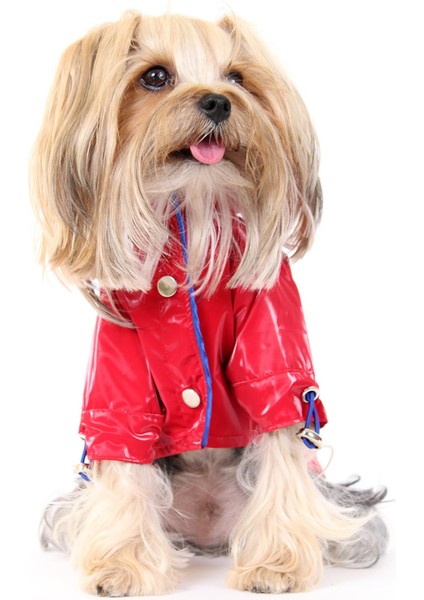 Astarsız Kapüşonlu Pet Yağmurluk - Kırmızı - Köpek Kedi Kıyafeti modelleri