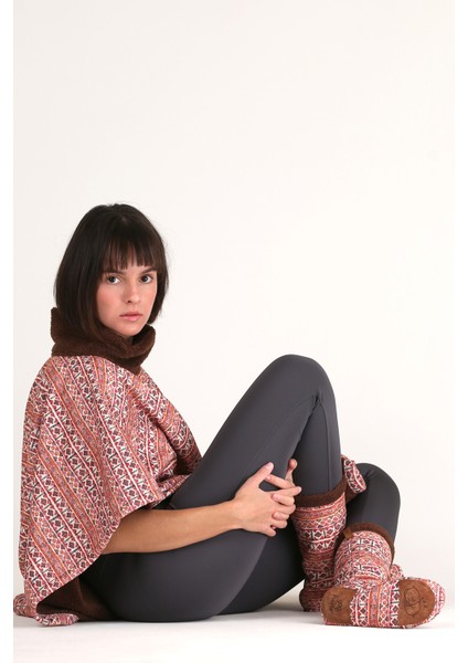 Kadın Renkli Desenli Kışlık Çorap Kaydırmaz Patik CRP-044 Olden Kahve Wellsoft fiyatları