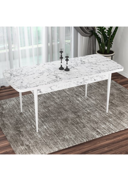 Concept Kor Serisi, Beyaz Mermer Desen 70X114 Açılabilir Mutfak Masası Takımı, 4 Sandalye modelleri