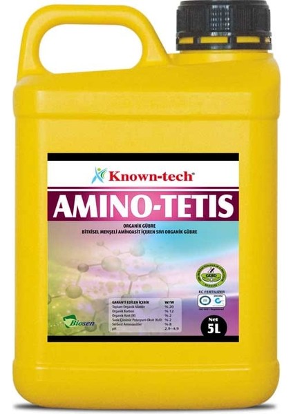 Known-Tech Amino Tetis(Bitkisel Menşeli Amino Asit Içeren Sıvı Organik Gübre)-20 Lt