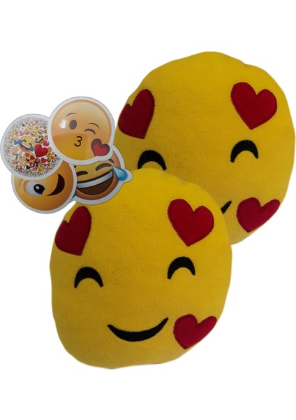 Gülücük Saçan Polar Emoji Oto Boyun Yastığı / 2'li