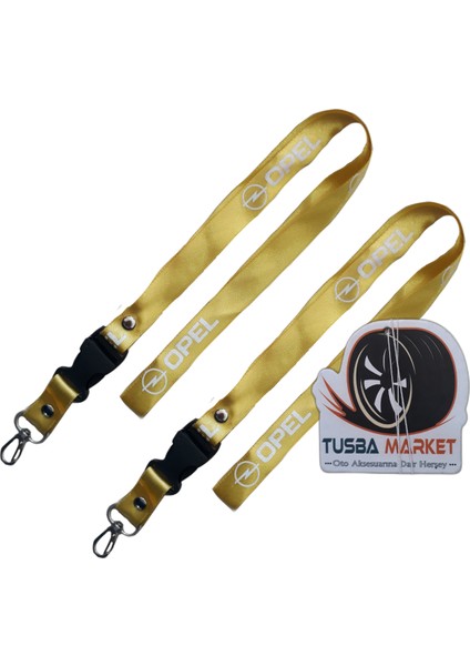 Opel Logolu Sarı Oto Ayna Askısı & Anahtarlıklı Ayna Ipi / 2'li
