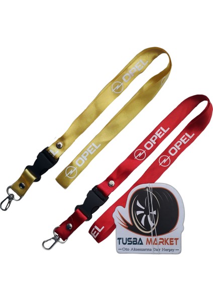 Opel Logolu Sarı / Kırmızı Oto Ayna Askısı & Anahtarlıklı Ayna Ipi