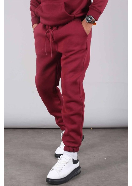 Bordo Şardonlu Basic Erkek Eşofman Altı 5482