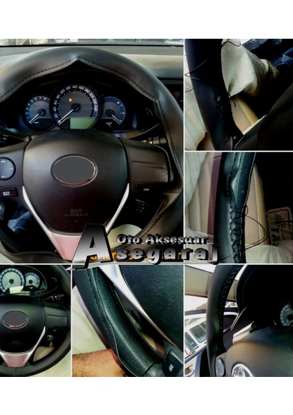 Fiat Punto Uyumlu Dikmeli Direksiyon Kılıfı Soft Siyah Deri-Siyah Ipli ( 38CM×10.5CM ) modelleri