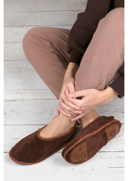 Kışlık Kaymaz Deri Taban Ev Patiği Ptk-Kw Kahve modelleri