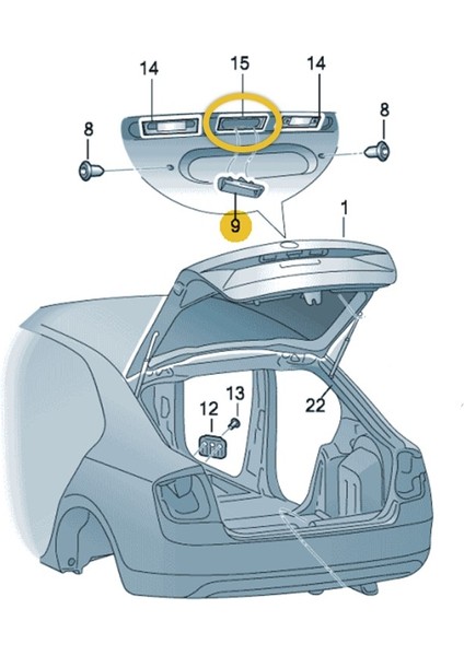 Skoda Octavia 3 A7 2017-2020 Bagaj Kapağı Açma Kolu Düğmesi Tuşu Butonu Oem 3V0827566 modelleri
