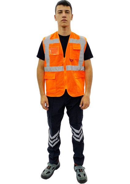 Reflektörlü Işçi Yelek - Turuncu