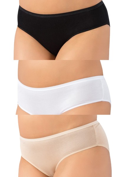 3’lü Paket (Siyah & Beyaz & Ten), Bambu, Iz Yapmayan, Lazer Kesim, Düşük Belli, Likralı Slip Külot