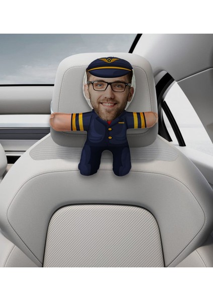 Gift Kişiye Özel Pilot Tasarımlı Araç Koltuk Bebek Yastığı-1