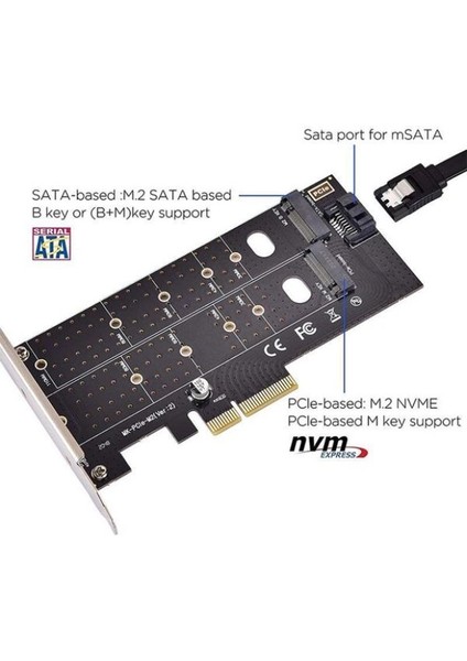 M.2 Nvme SSD To Pci-E X4 Sata 4898P Çevirici Adaptör Dönüştürücü