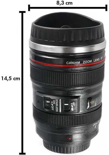 Objektif Görünümlü Lens Çelik Kupa Kahve + Çay Termosu modelleri