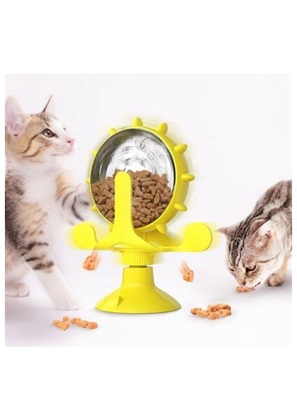 Vantuzlu Zilli Interaktif Dönebilen Mama Kaplı Renkli Eğlenceli Eğitici Kedi Oyuncağı modelleri