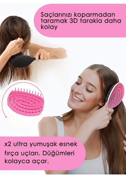 Vegan Üç Boyutlu Saç Açma Fırçası Pembe Renk fiyatları