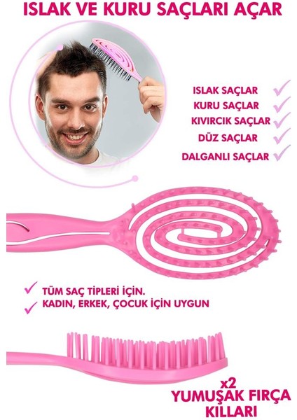 Vegan Üç Boyutlu Saç Açma Fırçası Pembe Renk fırsatları