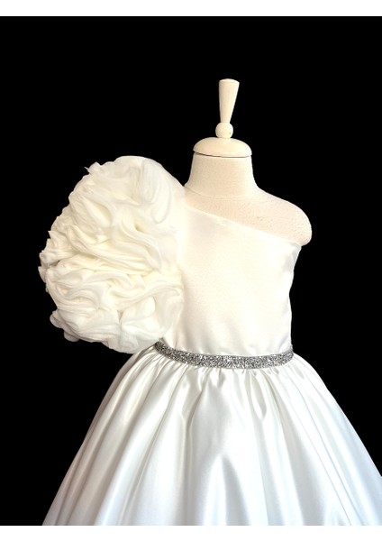 Beyaz Rosetta Kız Çocuk Abiye Elbise, Özel Gün, Girl Evening Dress Toddler Dress indirimleri