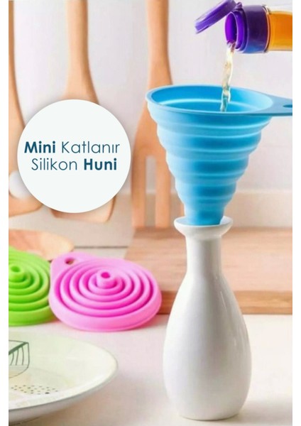 Pratik Mini Silikon Katlanır Huni | Akordeon Huni | Katlanır - 1 Adet