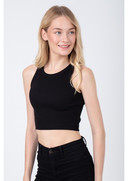 Kadın Kaşkorse Crop Büstiyer Atlet 6105 Siyah modelleri