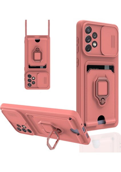 Samsung Galaxy A33 5g Kılıf Zuma Kartvizitli Yüzüklü Silikon - Pembe 300099