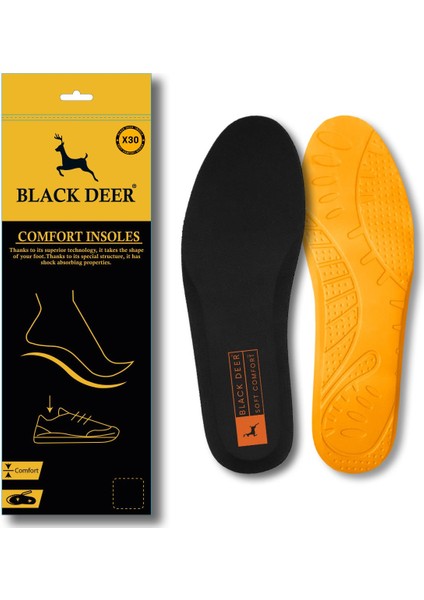 Hyper Boost Technology X30 Soft Comfort Siyah-Turuncu Ortopedik Tabanlık