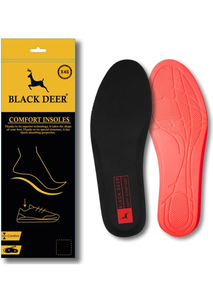 Hyper Boost Technology X45 Soft Comfort Siyah-Kırmızı Ortopedik Tabanlık