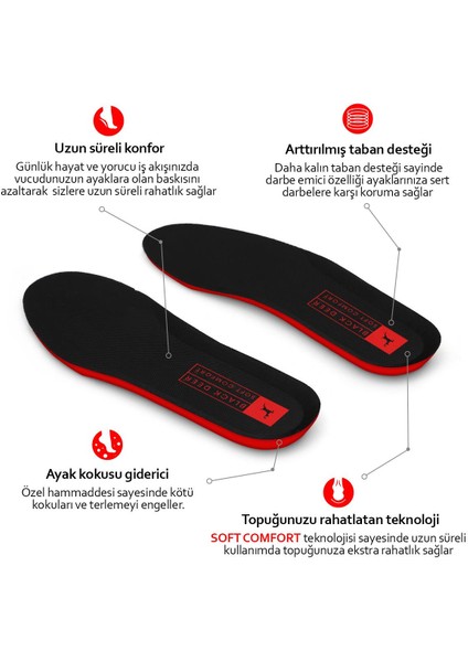 Hyper Boost Technology X45 Soft Comfort Siyah-Kırmızı Ortopedik Tabanlık modelleri