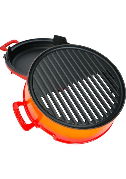 Döküm Mangal Izgara Set Döküm Demir Ø 36 cm - Turuncu