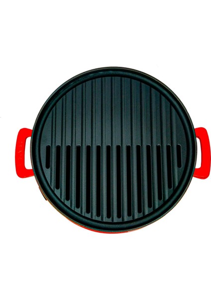 Döküm Mangal Izgara Set Döküm Demir Ø 36 cm - Turuncu