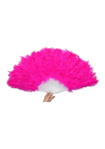 Tüylü Yelpaze - Pembe - Düğün - Nişan - Kına - Gelin