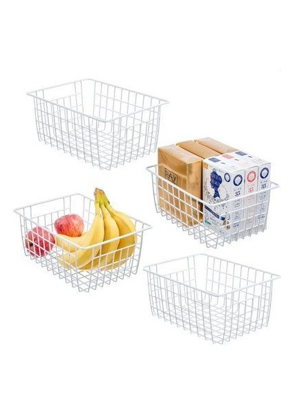 4 Adet Beyaz Renk Dolap Içi Organizer Banyo Mutfak Oyuncak Makyaj Sepeti fırsatları