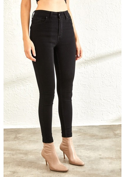 Jessa Siyah Kot Pantolon Dar Paça Yüksek Bel - Simsiyah Skinny Jeanssolmayan Siyah indirimleri