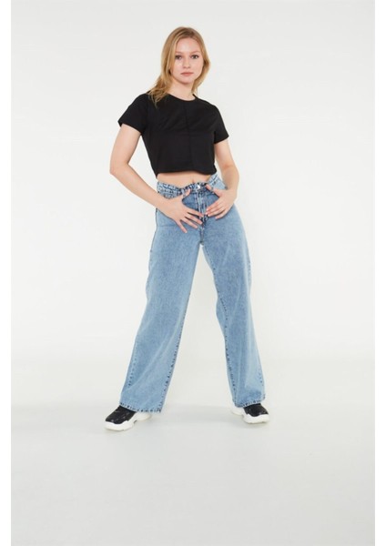 Kadın Kar Yıkama Bol Paça Wide Leg Jeanssalaş Geniş Paça Kot Pantolon(Süper Yüksek Bel) fiyatları