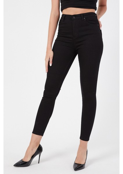 Solmayan Siyah Ince Görünüm Sağlayan Toparlayıcı Kot Pantolon Süper Skinny Jeans fırsatları