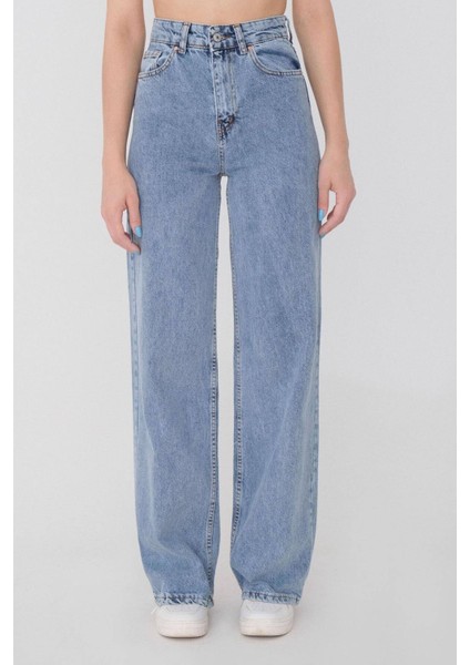 Kadın Kar Yıkama Bol Paça Wide Leg Jeanssalaş Geniş Paça Kot Pantolon(Süper Yüksek Bel)